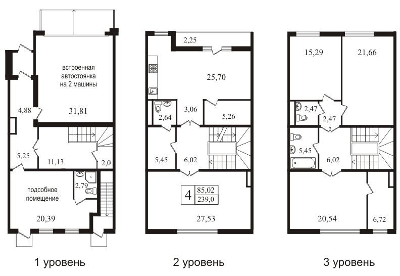 Шестикомнатные квартиры 239.5 м²