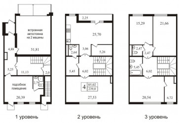 Шестикомнатные квартиры 239.5 м²